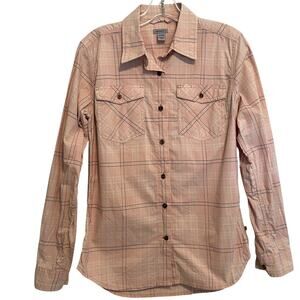 Carhartt Plaid Button Top Womens Size Small Pink Long Sleeve Workwear Shirt